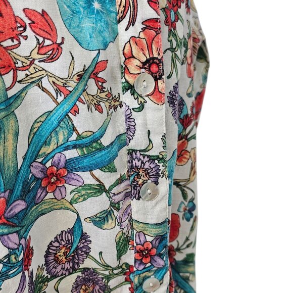 Neiman Marcus Womens 100% Linen Button Front Shirt, Floral, Tropical, Size XL - Picture 6 of 10